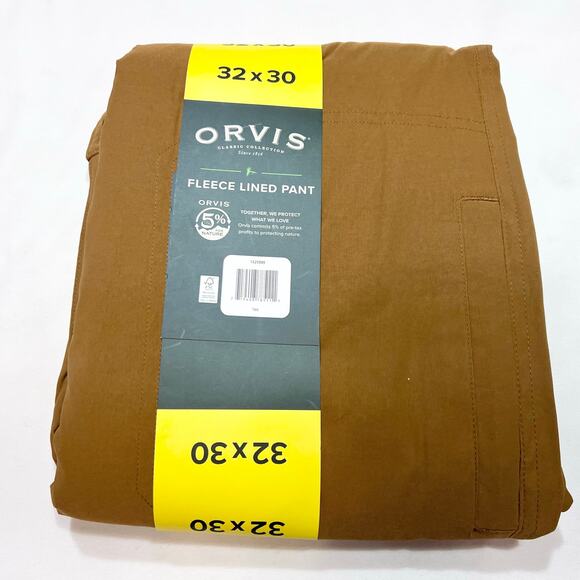 Orvis Fleece Lined Stretch Fabric Pants Men Size 32W x 30L Zipper Durable New - Picture 7 of 8